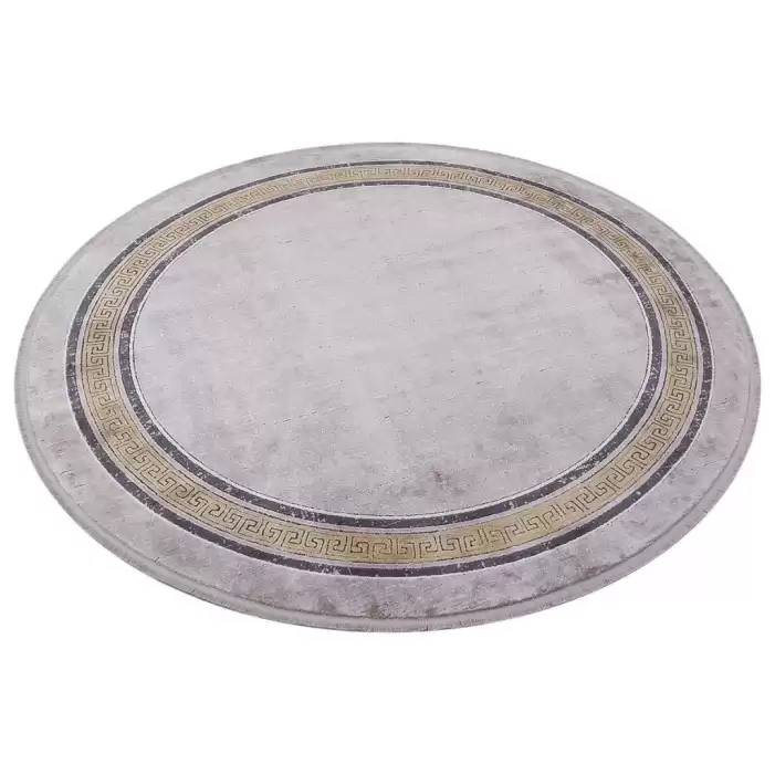 Hoom Rugs Rome 8715 Gri Gold Saçaklı Daire Halı