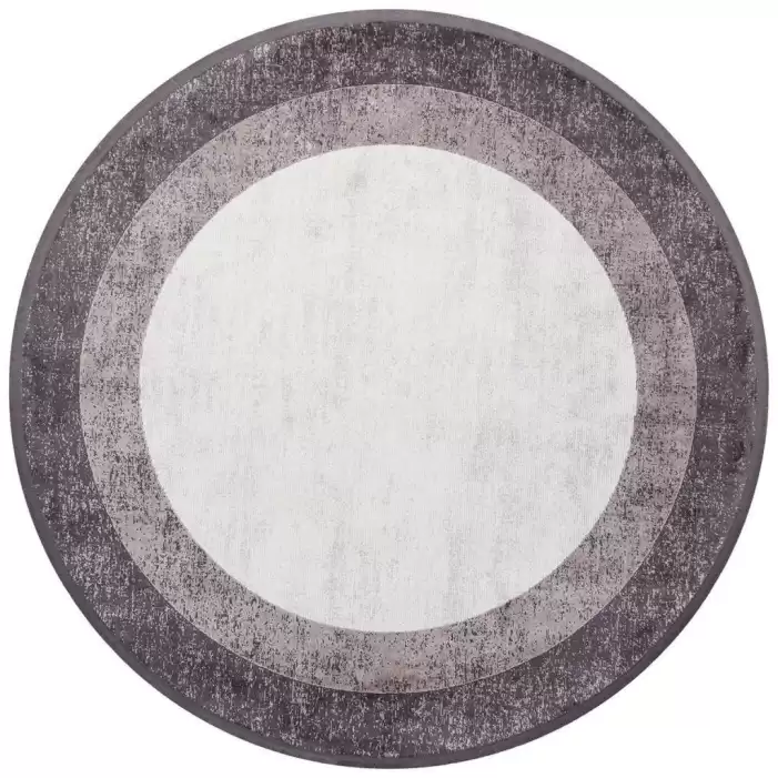 Hoom Rugs Rome 8721 Gri Antrasit Saçaklı Daire Halı