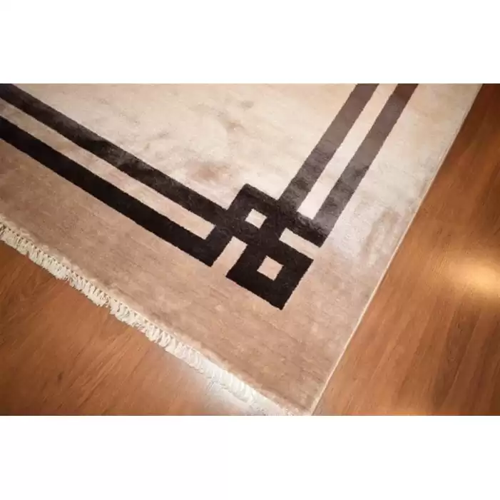 Hoom Rugs York 201 Bej Çerçeveli Modern Salon Halısı