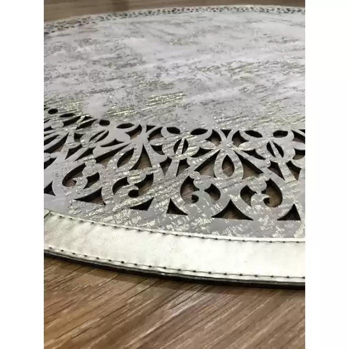 Hoom Rugs Deri Halı Gold Daire Dekoratif Deri Halı