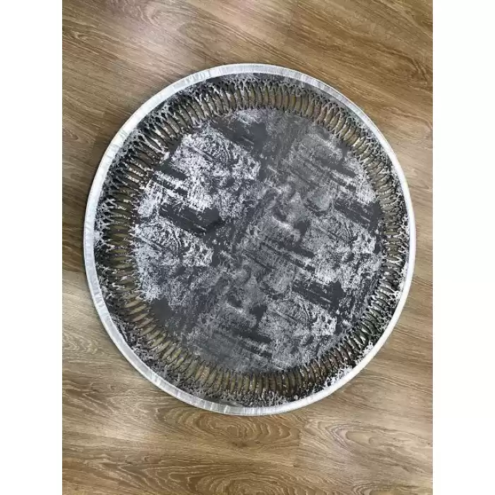 Hoom Rugs Deri Halı Gri Daire Dekoratif Deri Halı