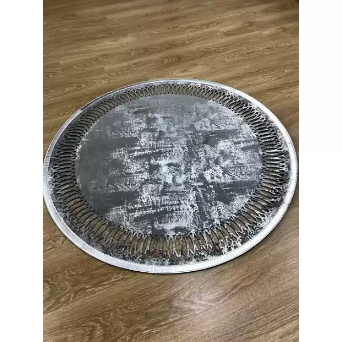 Hoom Rugs Deri Halı Gri Daire Dekoratif Deri Halı