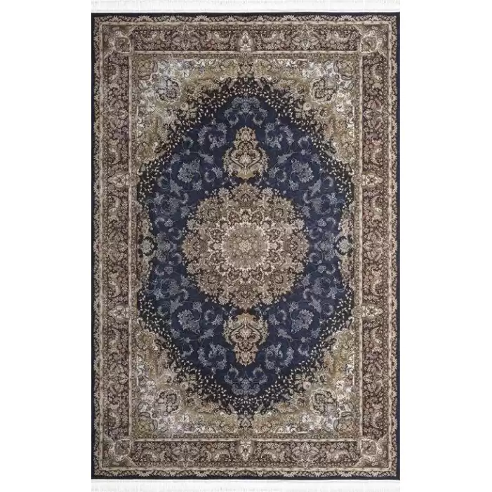 Artemis Halı Silk 5158 C Kemik Lacivert İpekli Salon Halısı