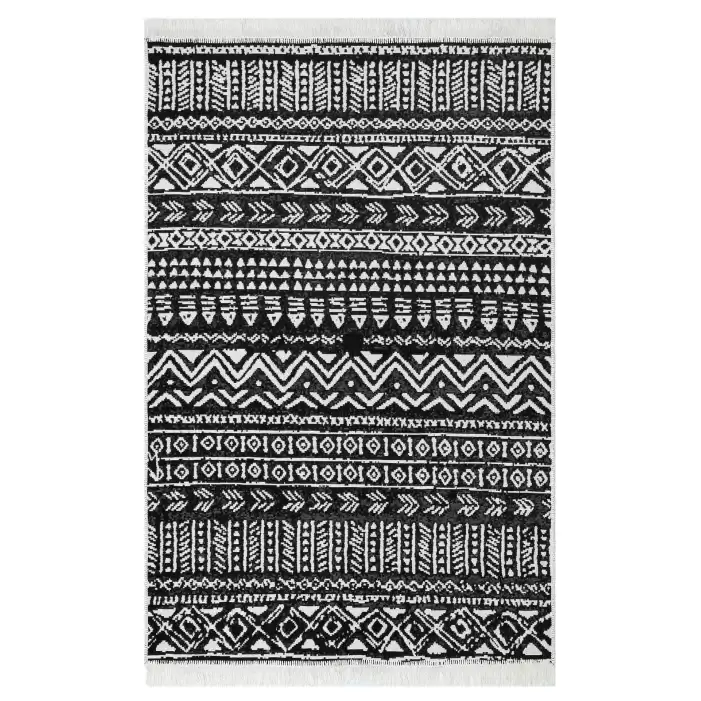 Eko Halı Arya AR 03 Black Yıkanabilir Pamuk Çift Taraflı Kilim