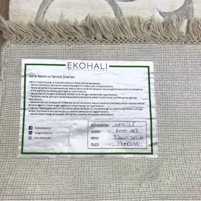 Eko Halı Venice KCM 103 Silver White İthal El Dokuma Halı