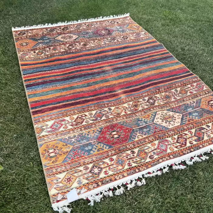 Tuğra Halı Şal 10600 Fırsat Etnik Desenli Modern Kilim