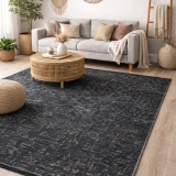 Hoom Rugs Vintage VTG 105 Antrasit Dekoratif Yıkanabilir Kilim