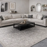 Hoom Rugs Emperor Krem Antrasit Yüksek Kalite Sık Dokuma Salon Halısı