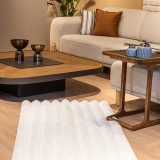 Apex Halı Linio 8051 Beyaz Peluş Kaymaz Taban Dekoratif Halı