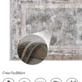 Hoom Rugs Natural 1703 Gri Vizon Klasik Salon Halısı