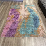 Hoom Rugs Arkaik PLZ 01 Eflatun Etnik Renkli Vintage Makine Halısı