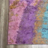 Hoom Rugs Arkaik PLZ 01 Eflatun Etnik Renkli Vintage Makine Halısı