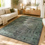 Hoom Rugs Arkaik PLZ 03 Lacivert Etnik Renkli Vintage Makine Halısı