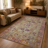 Hoom Rugs Arkaik PLZ 04 Eflatun Etnik Renkli Vintage Makine Halısı