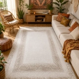 Hoom Rugs Sembol 2904 Bej Akrilik Dayanıklı Makine Halısı