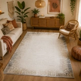 Hoom Rugs Sembol 2905 Gri Bej Akrilik Dayanıklı Makine Halısı