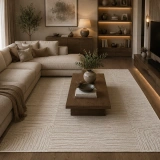Hoom Rugs Sembol 2906 Krem Akrilik Dayanıklı Makine Halısı