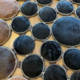 Hoom Rugs Deri 001 Bej Kahve Siyah Yuvarlak Halı