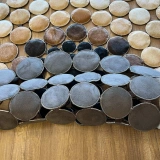 Hoom Rugs Deri 001 Bej Kahve Siyah Yuvarlak Halı