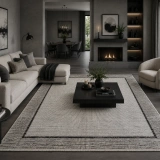 Hoom Rugs Elegant 10507 Krem Gri Çerçeveli Salon Halısı