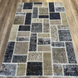 Hoom Rugs Patchwork Krem Gri Siyah El Dokuma Kilim