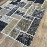 Hoom Rugs Patchwork Krem Gri Siyah El Dokuma Kilim