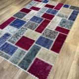 Hoom Rugs Patchwork Mürdüm Mavi Krem El Dokuma Kilim