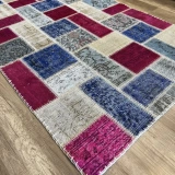Hoom Rugs Patchwork Mürdüm Mavi Krem El Dokuma Kilim