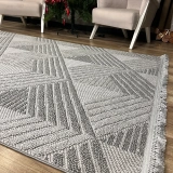 Hoom Rugs Vega S5505A Açık Gri Hav Toz Vermez Hasır Dokuma Modern Makina Halısı