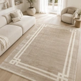 Hoom Rugs York 204 Krem Bej Çerçeveli Modern Salon Halısı
