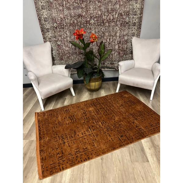 Hoom Rugs Retro 6202 K Kiremit Modern Desenli Yıkanabilir Dokuma Kilim