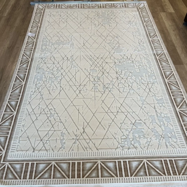 İpek Halı Sihir 17305 Beyaz Krem Modern Salon Halısı