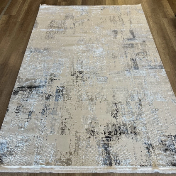 İpek Halı Sihir 17354 Beyaz Gri Modern Salon Halısı