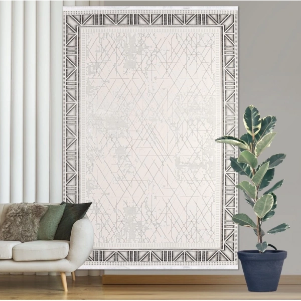 İpek Halı Sihir 17357 Beyaz Mavi Modern Salon Halısı