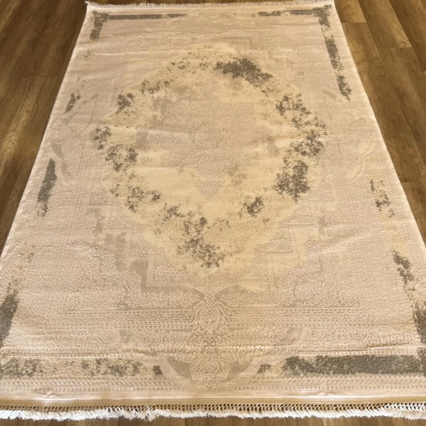 İpek Mekik Halı Blossom 13555 Krem Gri Klasik Salon Halısı