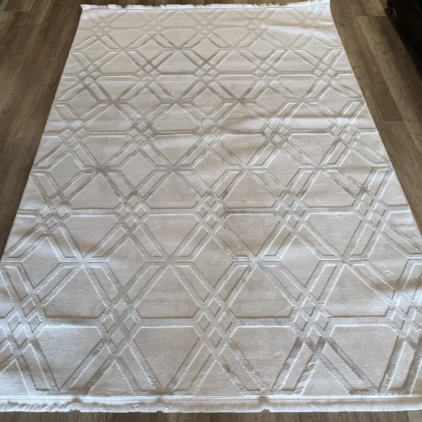 İpek Mekik Halı Gaspara 14568 Gri Bej Modern Salon Halısı