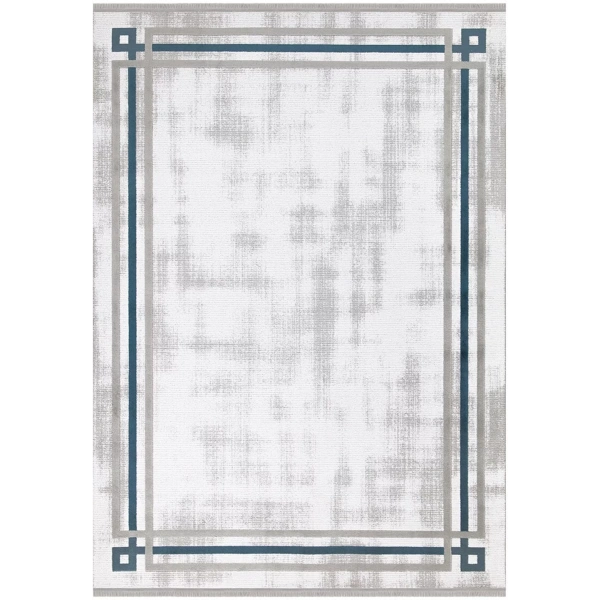 İpek Mekik Halı Gaspara 14860 Gri Mavi Modern Salon Halısı