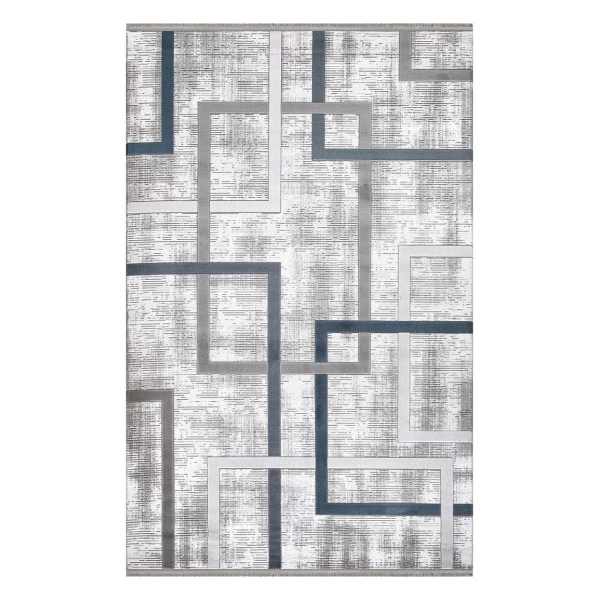 İpek Mekik Halı Sardes 6935 A Mavi Gri Modern Salon Halısı