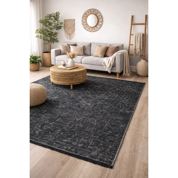 Hoom Rugs Vintage VTG 105 Antrasit Dekoratif Yıkanabilir Kilim
