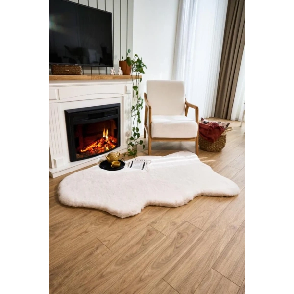 Apex Palma Krem Peluş Post Şekilli Halı