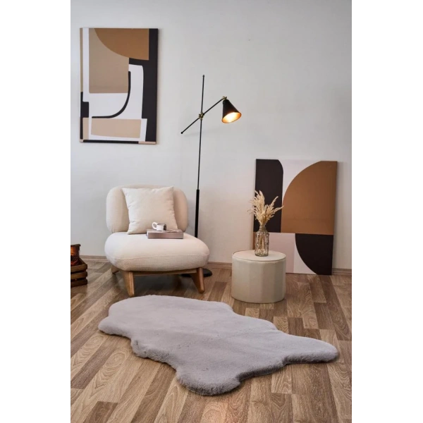 Apex Palma Gri Peluş Post Şekilli Halı