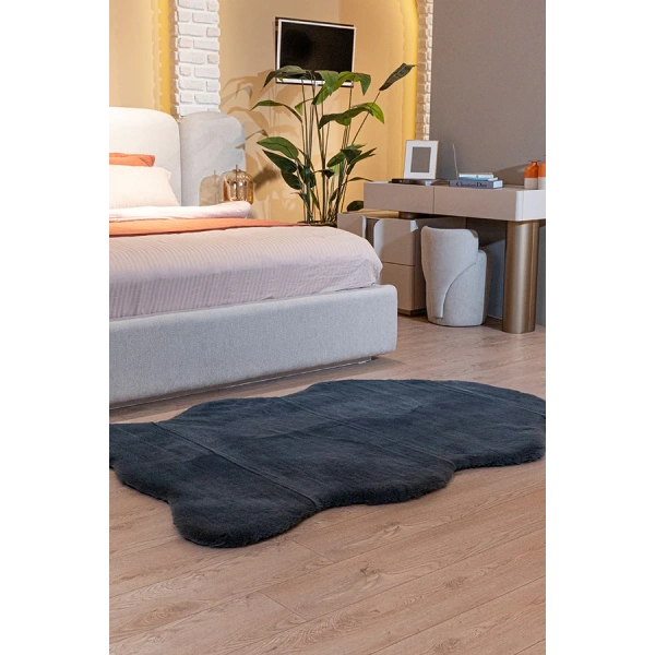 Apex Palma Antrasit Peluş Post Şekilli Halı
