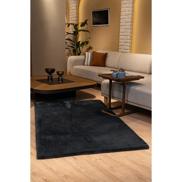 Apex Polo 8706 Antrasit Peluş Düz Şekilli Halı