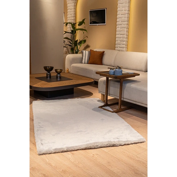 Apex Polo 8702 Gri Peluş Düz Şekilli Halı