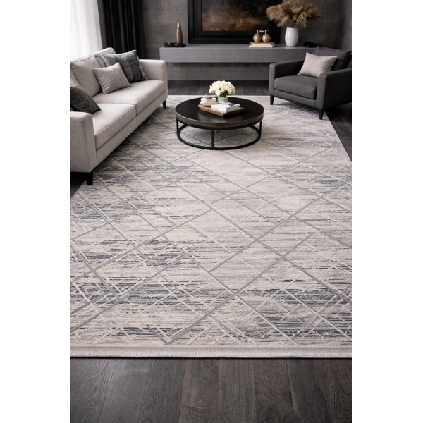 Hoom Rugs Marsilya DV306 Grey Navy Modern Salon Halısı