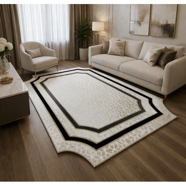 Bahariye Halı Deep 6089 X Krem Modern Salon Halısı