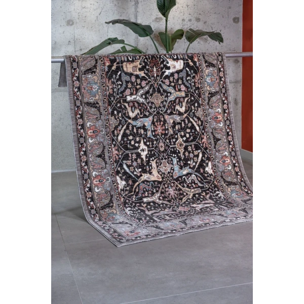 Apex Halı Ambiance 2971 Siyah Geleneksel Desenli Makine Halısı