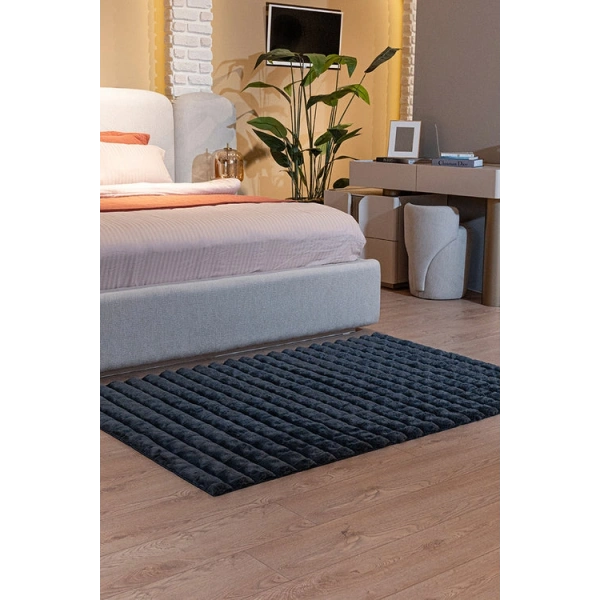 Apex Halı Diamante 7006 Antrasit Peluş Kaymaz Taban Dekoratif Halı