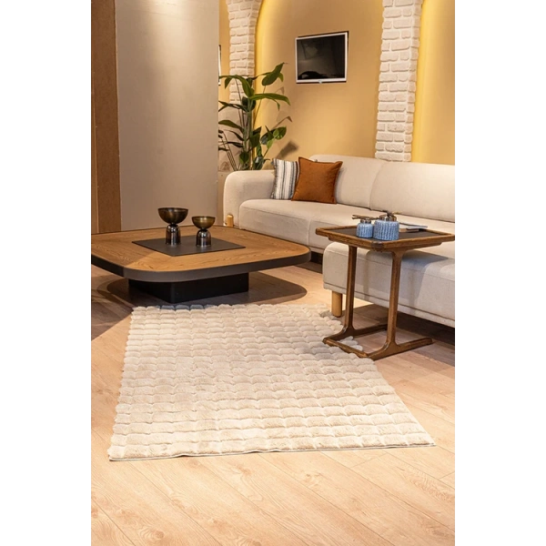 Apex Halı Diamante 7003 Bej Peluş Kaymaz Taban Dekoratif Halı