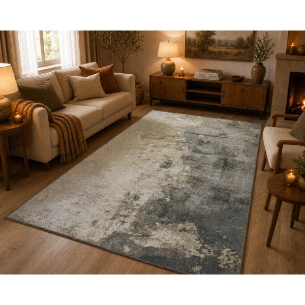 Hoom Rugs Arkaik PLZ 07 K.Antrasit Etnik Renkli Vintage Makine Halısı